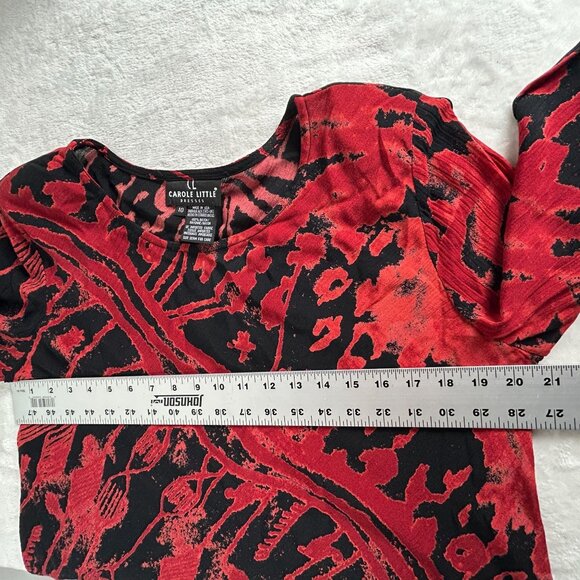 Carole Little Womens Red & Black Abstract Print Long Sleeve Tunic Size 10 Casual - Picture 7 of 9